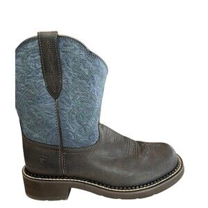 Ariat Fatbaby Heritage Western Boots  Sz 8B Womens Black with Blue Shaft FLAW